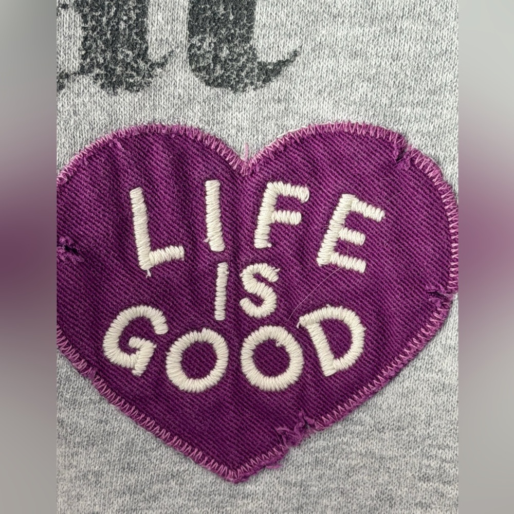 LIFE IS GOOD “Do What you Love”patch Heather Gray Zip-Up Hoodie Jacket w pockets - Picture 5 of 12